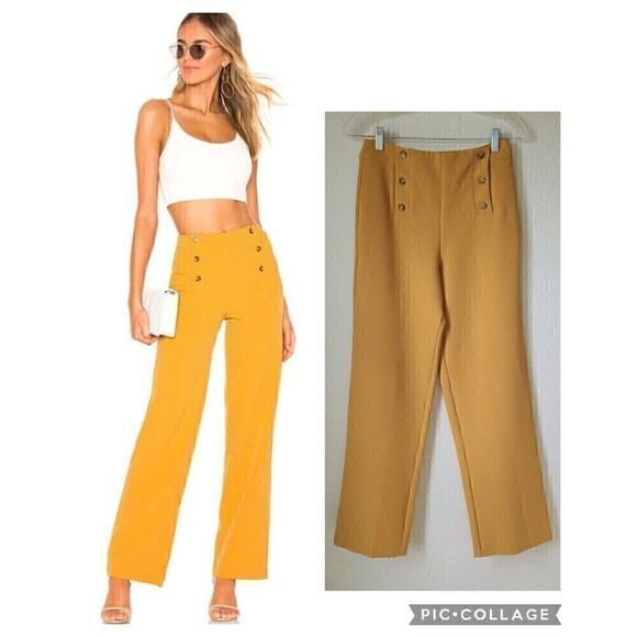 Revolve Tularosa Yellow Pant XS Cotton Blend Straight 26 X 31 Minimalist Stretch - Picture 1 of 11